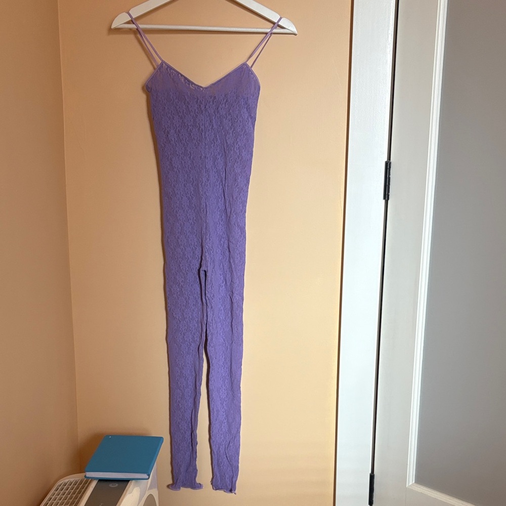 Women’s Lavender Lace Knit Jumpsuit